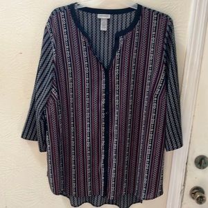 Black multi color button shirt